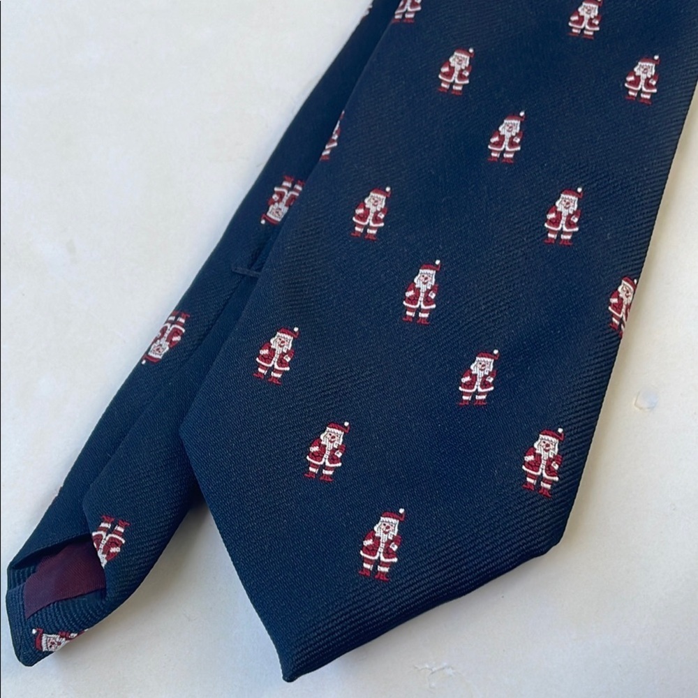 Chipmunk Creations Navy Blue and Red Patterned Santa Surprise Holiday Tie